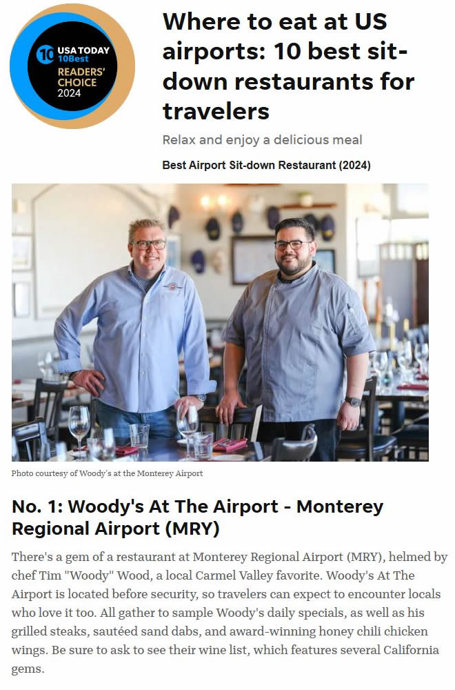 woody's at monterey airport restaurants by chef tim wood